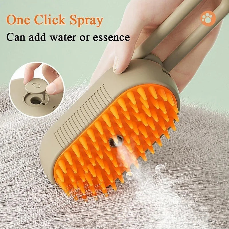 Escova a Vapor 3 em 1 para Pets – Higienização, Massagem e Remoção de Pelos