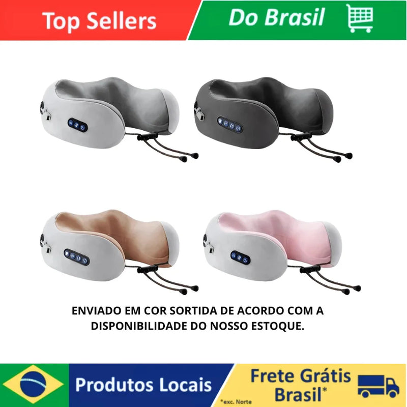 Almofada de pescoço de espuma massageadora com USB recarregável