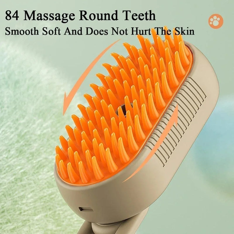 Escova a Vapor 3 em 1 para Pets – Higienização, Massagem e Remoção de Pelos