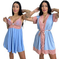 Kit Robe e Camisola para Amamentação – Roupão Pós-Parto com Renda, Conforto e Suavidade para Mães