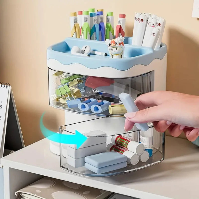 Organizador Acrílico Multifuncional com Divisórias e Design Fofo