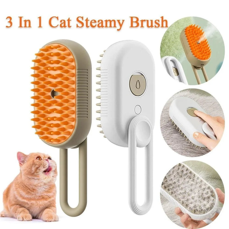 Escova a Vapor 3 em 1 para Pets – Higienização, Massagem e Remoção de Pelos