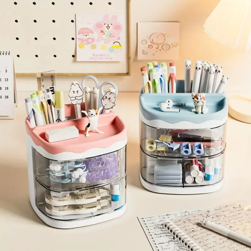 Organizador Acrílico Multifuncional com Divisórias e Design Fofo