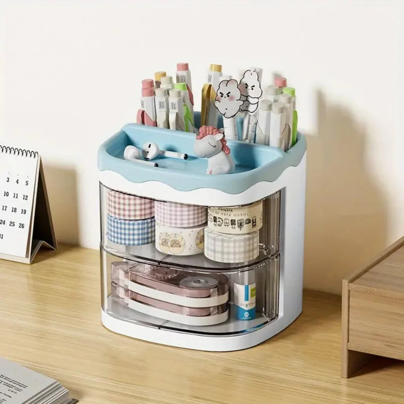 Organizador Acrílico Multifuncional com Divisórias e Design Fofo
