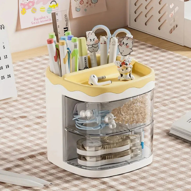 Organizador Acrílico Multifuncional com Divisórias e Design Fofo