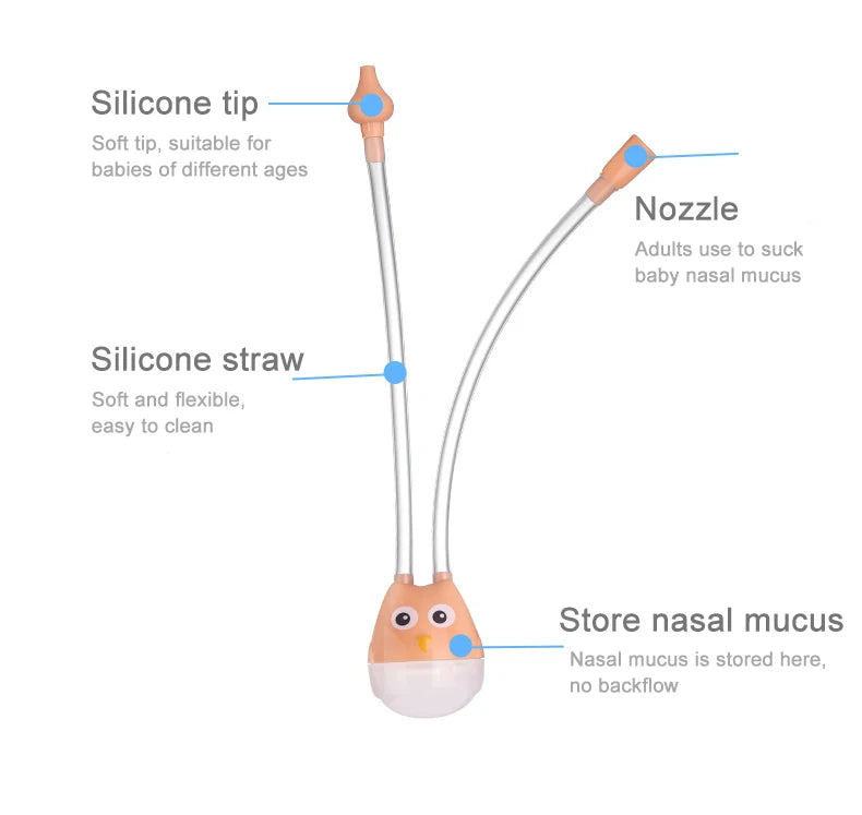 Newborn Baby Nasal Aspirator | Soft Silicone Nose Cleaner with Anti-Backflow Design | Safe & Gentle Suction Tool for Infants