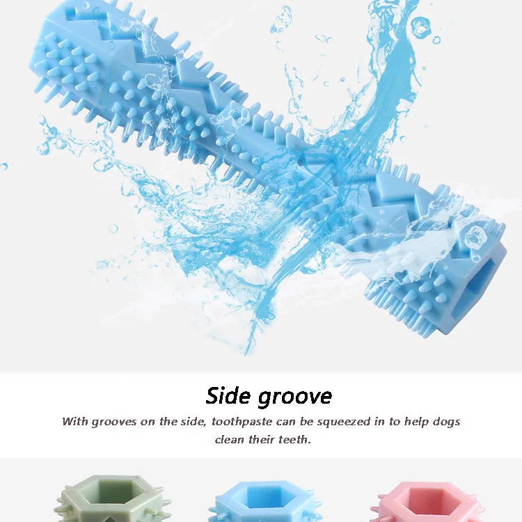 Durable Dog Toothbrush Chew Toy Stick | Soft Rubber Dental Cleaner & Massage Toy for Puppies and Small Dogs