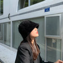 Women’s Winter Rabbit Fur Bucket Hat | Knitted Wool Fisherman Cap | Soft & Stylish Cold-Weather Accessory