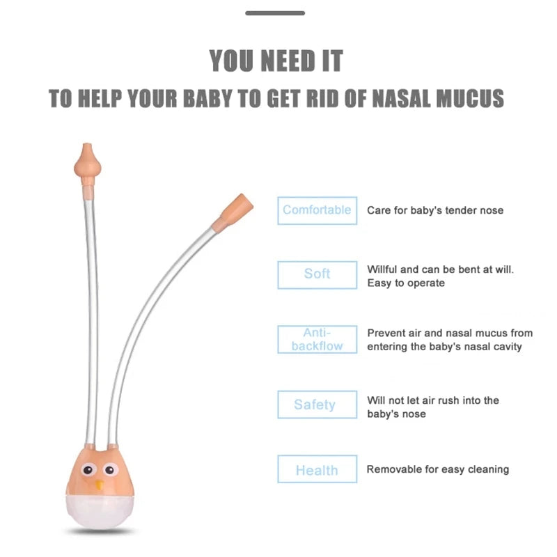 Newborn Baby Nasal Aspirator | Soft Silicone Nose Cleaner with Anti-Backflow Design | Safe & Gentle Suction Tool for Infants