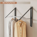 Folding Wall-Mounted Clothes Drying Rack – Stretchable Invisible Balcony Airer (No-Drill Aluminium Hanging Pole)
