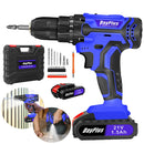 DayPlus 21V Cordless Drill Kit – 45Nm Impact Drill & Electric Screwdriver Set with LED Light and Carry Case