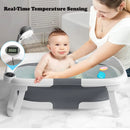 Eco-Friendly Foldable Baby Bathtub with Temperature Indicator | Infant Bath Tub with Soft Mat & Anti-Slip Design