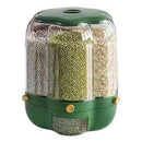 Rotating Grain Storage Bin – 6 Grid Large Capacity Cereal & Rice Dispenser