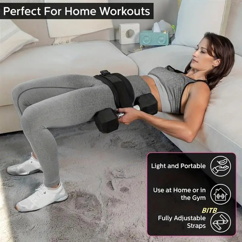 Adjustable Hip Thrust Belt – Glute Trainer for Dumbbells, Men & Women Home Workout Equipment