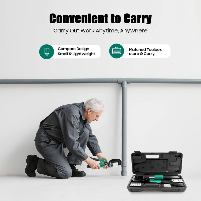 Hydraulic Cable Crimping Tool 60KN – Manual Crimper with 8 Dies for 4–70mm² Terminals