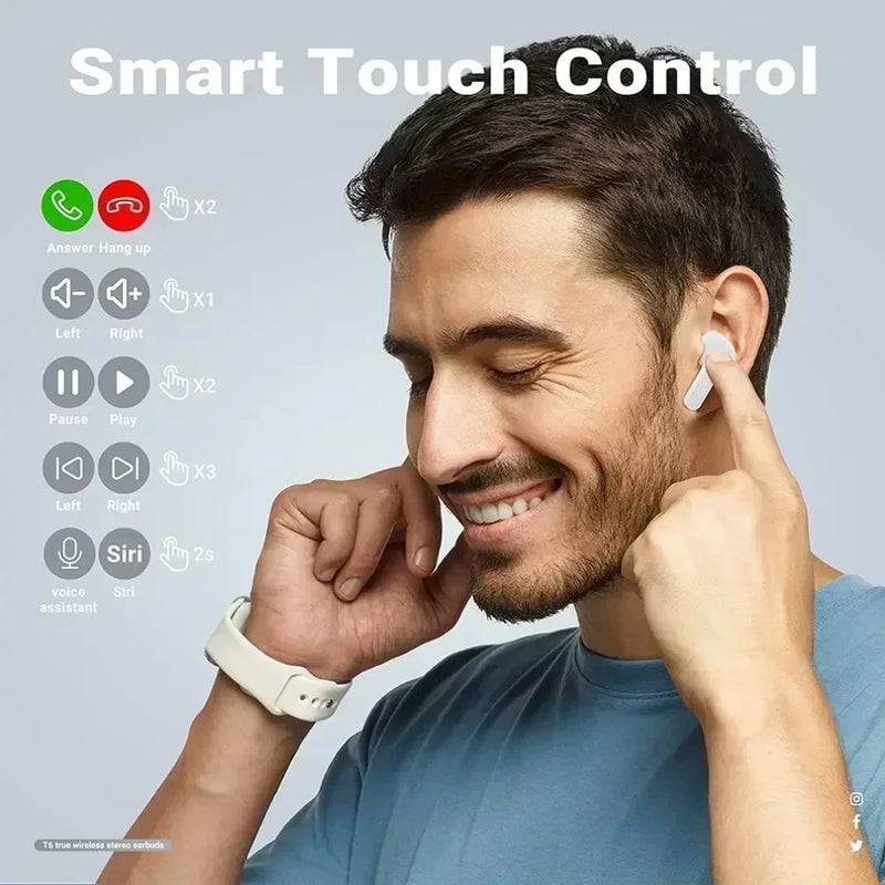 Fone de ouvido sem fio TWS Bluetooth 5.3 Fones de ouvido esportivos para jogos Fones de ouvido com redução de ruído Controle de toque de graves para Allphone