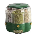 Rotating Grain Storage Bin – 6 Grid Large Capacity Cereal & Rice Dispenser
