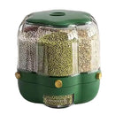 Rotating Grain Storage Bin – 6 Grid Large Capacity Cereal & Rice Dispenser