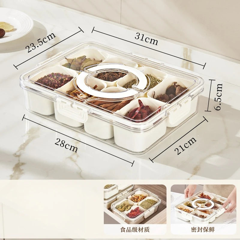 Kitchen Seasoning Storage Box | Multi-Grid Spice Organizer with Sealed Moisture-Proof Design | Salt & Spice Container Set