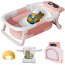 Eco-Friendly Foldable Baby Bathtub with Temperature Indicator | Infant Bath Tub with Soft Mat & Anti-Slip Design