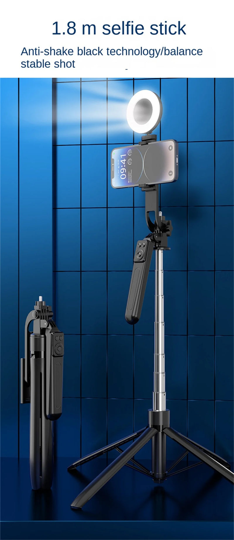 COOL DIER Tripod & Selfie Stick – 180cm Adjustable Stand with Bluetooth Remote for Smartphones & Cameras