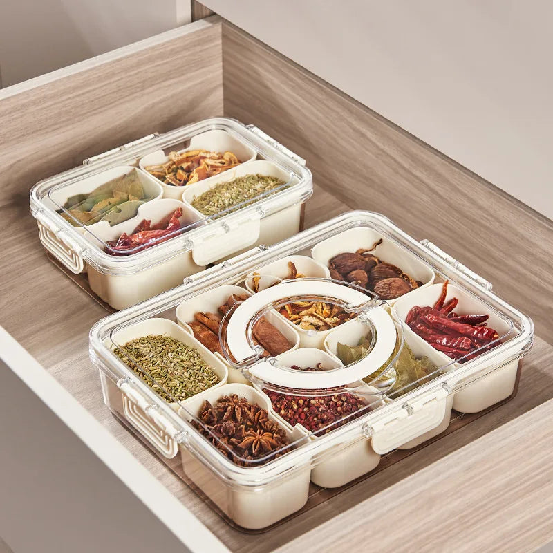 Kitchen Seasoning Storage Box | Multi-Grid Spice Organizer with Sealed Moisture-Proof Design | Salt & Spice Container Set