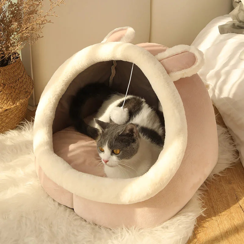 Cosy Deep Sleep Cat Bed – Foldable, Washable & Adorably Designed Hideaway Cave 🐾