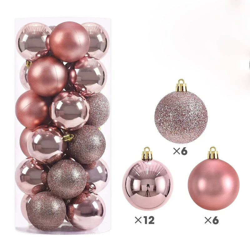24-Piece Christmas Ball Ornament Set | 3/4/6cm Tree Decorations | Shatterproof Hanging Baubles for 2026 Holiday Décor