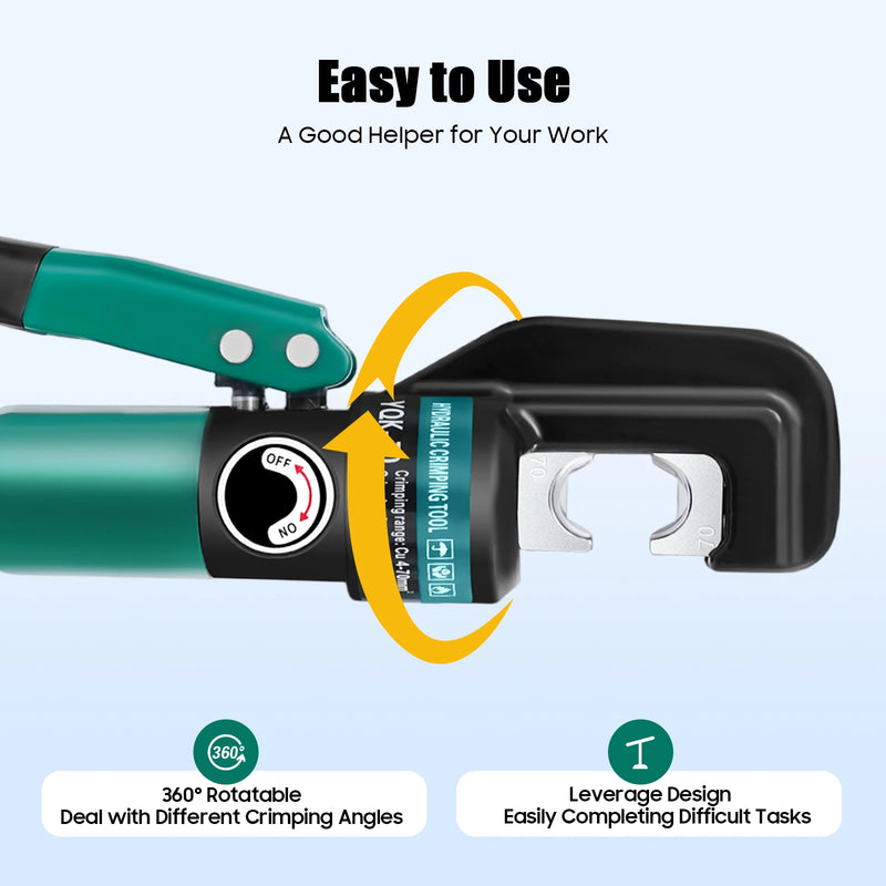 Hydraulic Cable Crimping Tool 60KN – Manual Crimper with 8 Dies for 4–70mm² Terminals