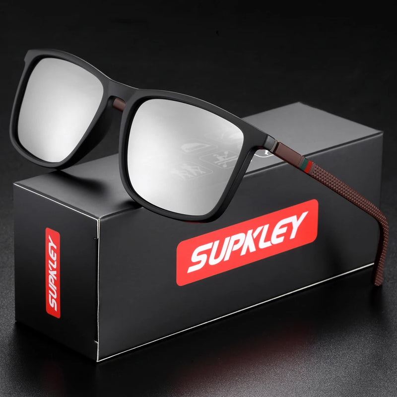 SUPKLEY Polarized Sports Sunglasses for Men | UV400 Protection Square Frame | Lightweight & Stylish Outdoor Eyewear