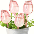 Pink Tulip Plant Watering Globe – Automatic Self-Watering Dripper for Indoor & Outdoor Pots (24cm)
