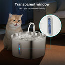ZYFeeder 2.2L Stainless Steel Cat Water Fountain – Automatic Pet Drinking Fountain with Window (For Cats & Small Dogs)