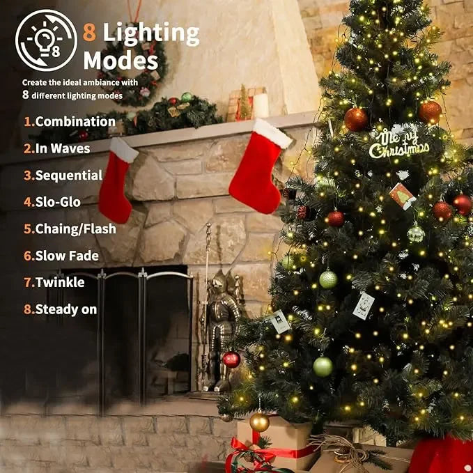 LED Waterfall Christmas Tree Top Lights – 1.5M/2M/3M Ring String Decoration