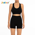 Frete grátis Jcolour Conjunto de Top e Shorts Esportivo Feminino, Respirável e de Secagem Rápida para Yoga e Corrida