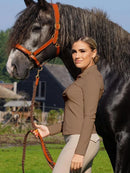 Women’s Equestrian Long Sleeve Base Layer – Soft Riding T-Shirt in Burgundy for Training & Shows