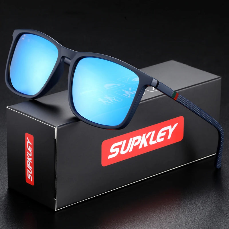 SUPKLEY Polarized Sports Sunglasses for Men | UV400 Protection Square Frame | Lightweight & Stylish Outdoor Eyewear