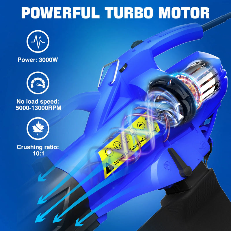 3-in-1 High-Power Garden Leaf Blower | Vacuum & Mulcher with 35 L Bag | 3500 W Outdoor Cleaning Tool