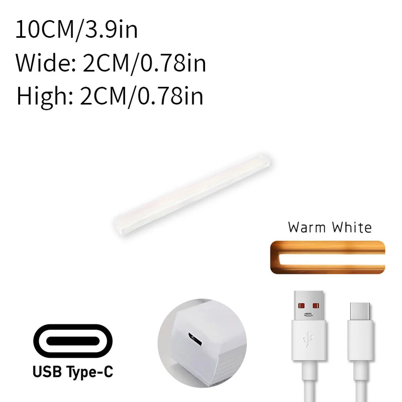 LED Motion Sensor Night Light – USB Rechargeable Under Cabinet Lighting for Kitchen, Bedroom & Wardrobe ✨
