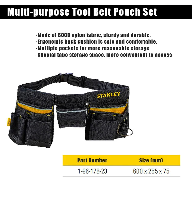 STANLEY Multi-Purpose Tool Belt Pouch Set – Electrician and Home Repair Organiser (1-96-178-23)