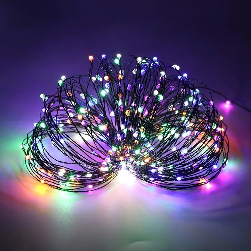 Green Cable LED Christmas Fairy Lights – Outdoor Waterproof Garland