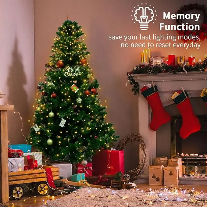 LED Waterfall Christmas Tree Top Lights – 1.5M/2M/3M Ring String Decoration