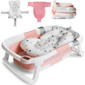 Eco-Friendly Foldable Baby Bathtub with Temperature Indicator | Infant Bath Tub with Soft Mat & Anti-Slip Design