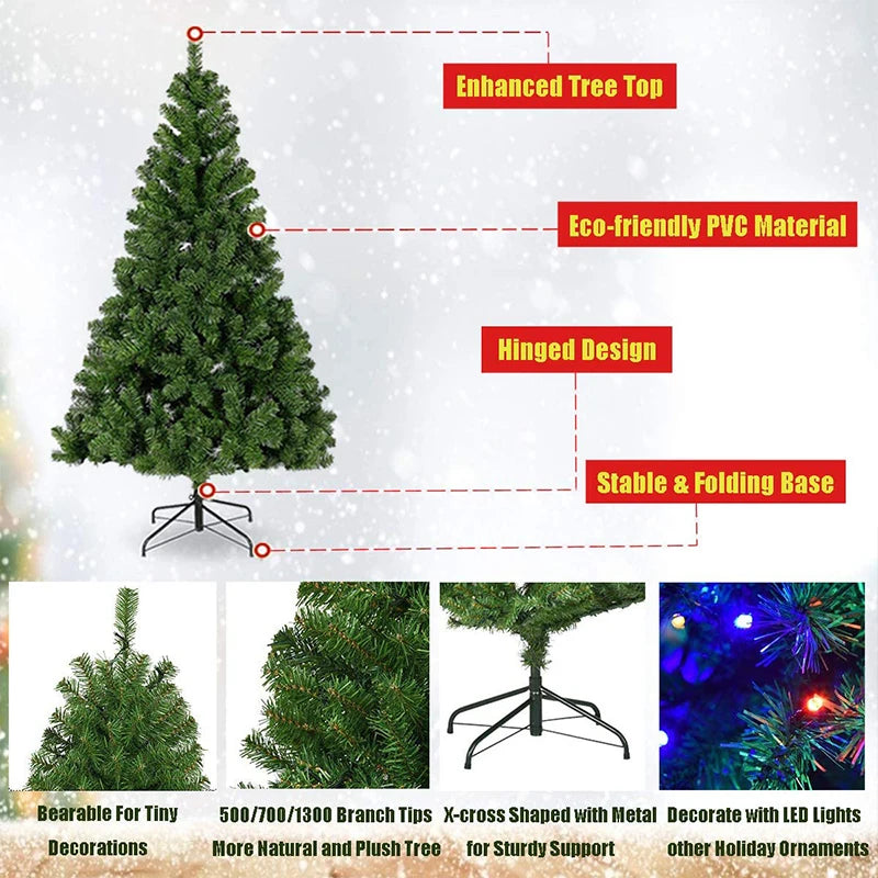 Artificial Christmas Tree with Metal Stand | PVC Foldable Xmas Tree | 90–240cm Home & Party Decoration