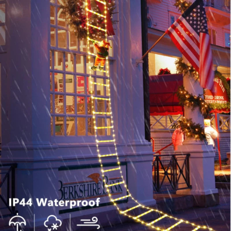 LED Santa Claus Climbing Ladder Light | 1.5M/3M Christmas Decoration with 8 Flash Modes | USB Plug Holiday Home Décor