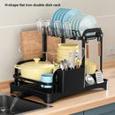 2-Tier Dish Drying Rack | Metal Dish Drainer with Drain Basket & Rotating Water Outlet | Kitchen Countertop Organizer