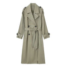 Willshela Women’s Double-Breasted Trench Coat | Elegant Long Belted Overcoat with Lapel Collar & Vintage Design