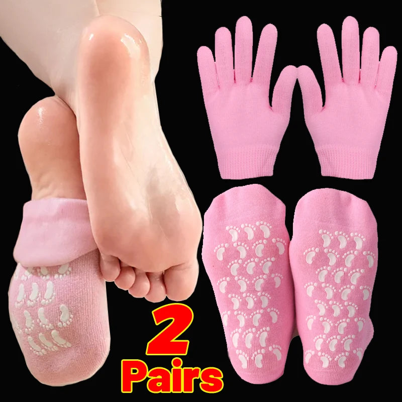 Reusable Silicone Moisturizing Mask Socks & Gloves – Exfoliating, Anti-Crack, and Hydrating Foot and Hand Care Tool