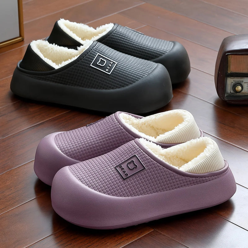 Women’s Winter Fleece-Lined Warm Slippers – Thick Sole, Non-Slip Indoor Comfort