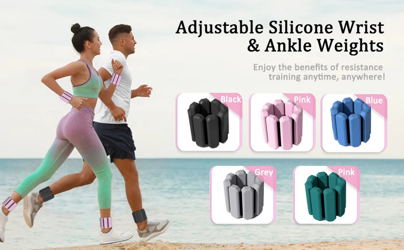 Adjustable Wrist & Ankle Weights Set | Wearable Silicone Weight Bracelets for Fitness, Yoga & Cardio Workouts