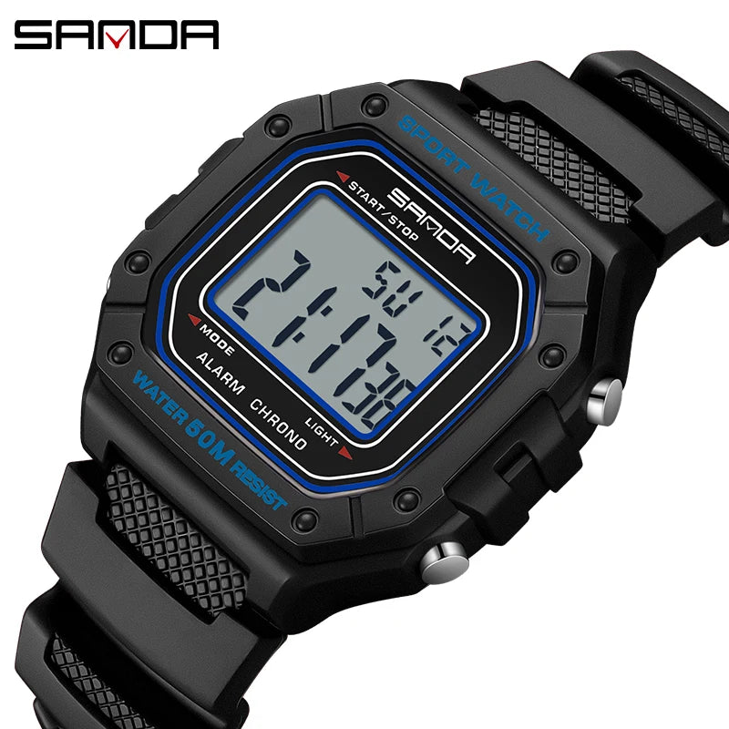 SANDA 2156 Men’s Military Sport Watch | Water-Resistant Digital Wristwatch with LED Display & Stopwatch